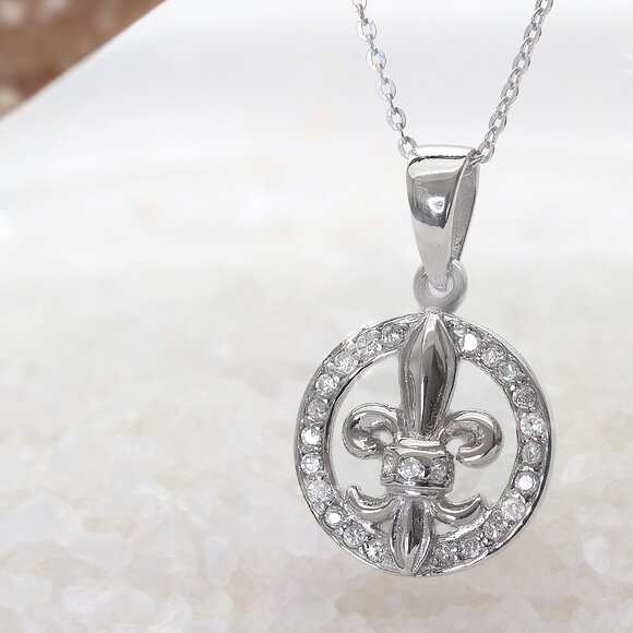 Fleur de Lis 925 Sterling Silver Pendant, Sophisticated Pendant Heritage - Picture 1 of 6